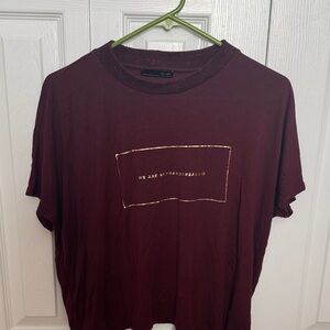 Zara Burgundy Ribbed Collar Tee